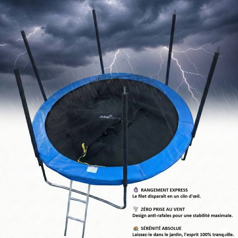 Trampoline pour enfant 8Ft ø244cm avec coussin de protection Bleu, Echelle et Filet de sécurité JUMP4FUN - Image 5