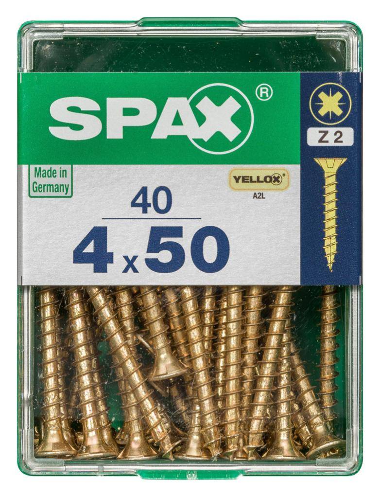 Spax - Lot de 40 vis acier tête fraisée pozidriv SPAX, Diam.4 mm x L.50 mm - Image 4