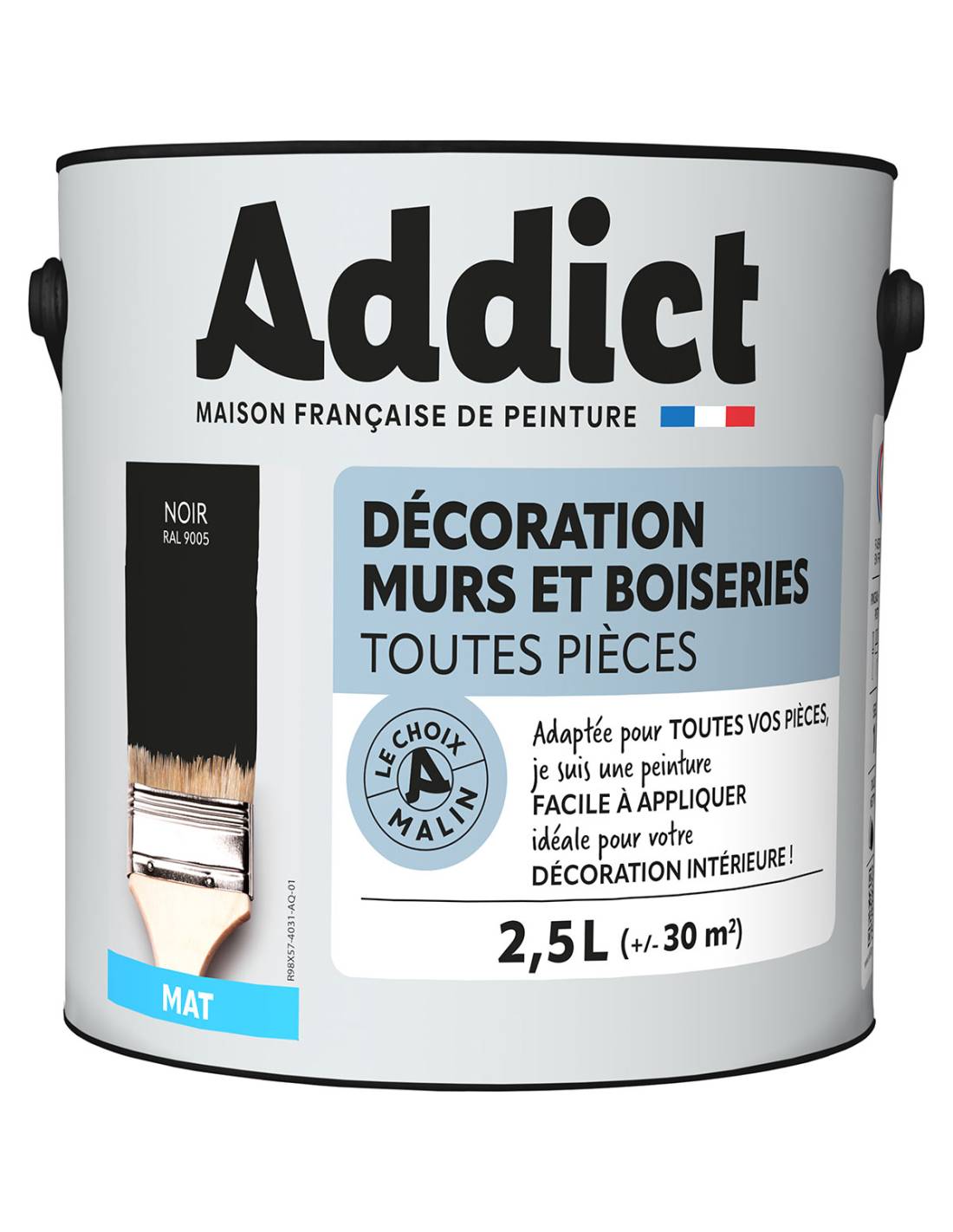 Peinture Addict Déco.m&bois Mat Noir 2,5l - Addict