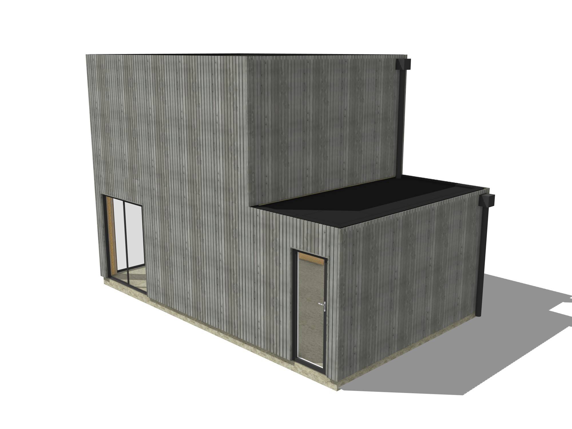 Studio de jardin RE2020 en bois 7,7 x 4,6 x 2,7 m / isolation RE2020 avec mezzanine et terrasse - Image 2