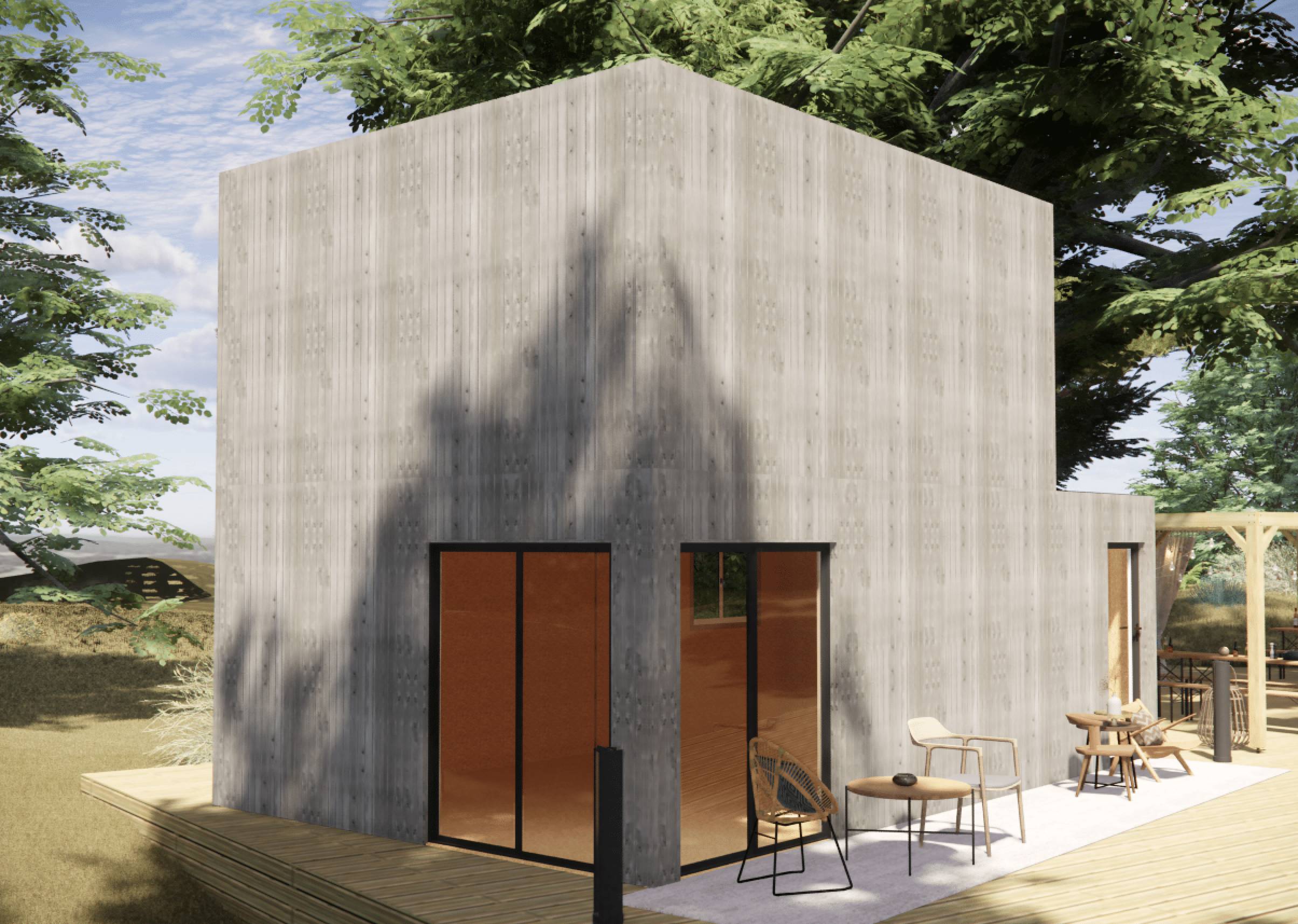 Studio de jardin RE2020 en bois 7,7 x 4,6 x 2,7 m / isolation RE2020 avec mezzanine et terrasse - Image 1