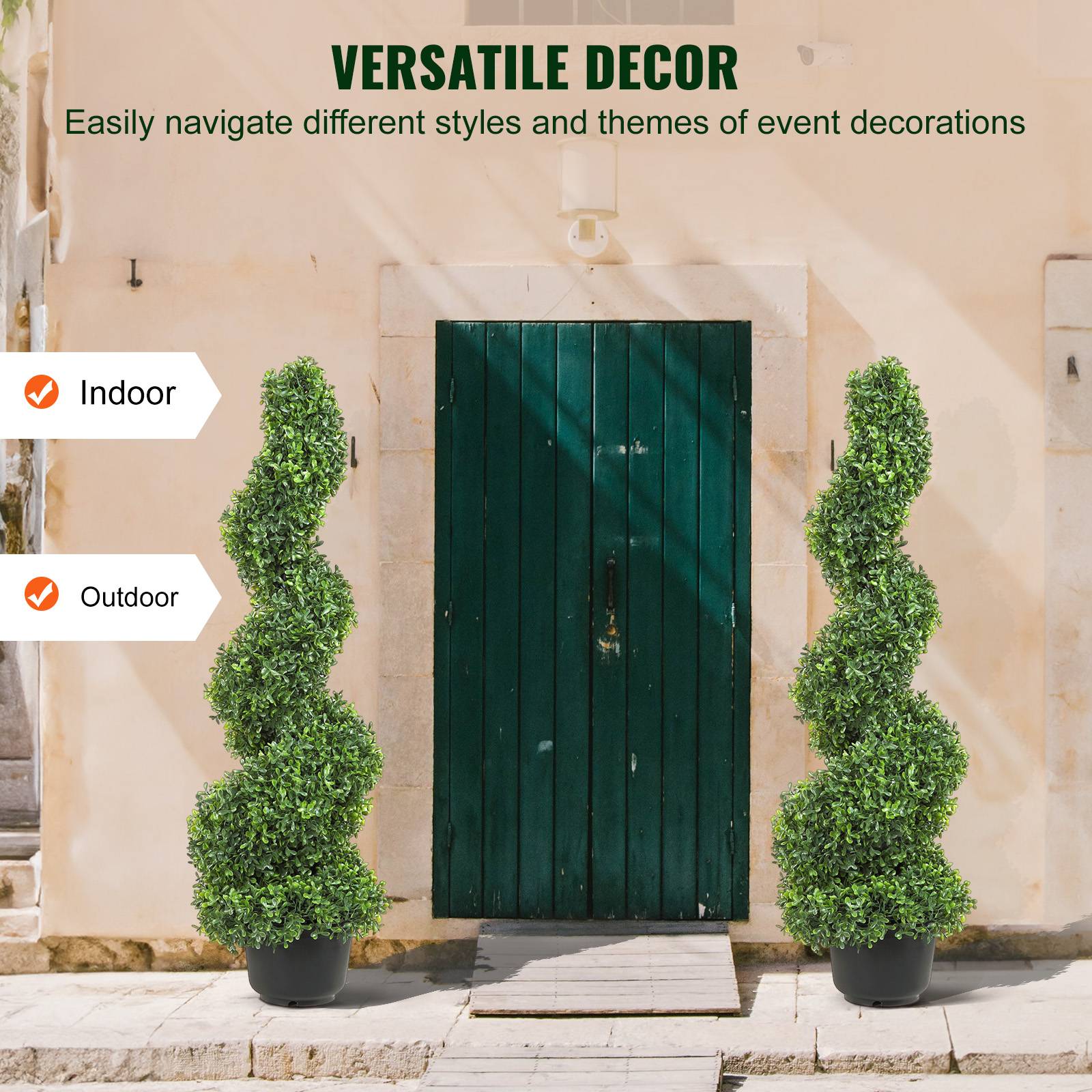 Vevor - VEVOR Buis topiaire artificiel 91 cm, extérieur spirale. 2 plantes PE, feuilles remplaçables. - Image 6
