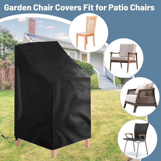 IntiMeg - 2 Pièces Housse Chaise Jardin, Oxford Housse De Protection pour Chaises ImperméAble, Coupe-Vent, Anti-UV Housse Fauteuil Jardin pour chaises de Jardi - Image 3