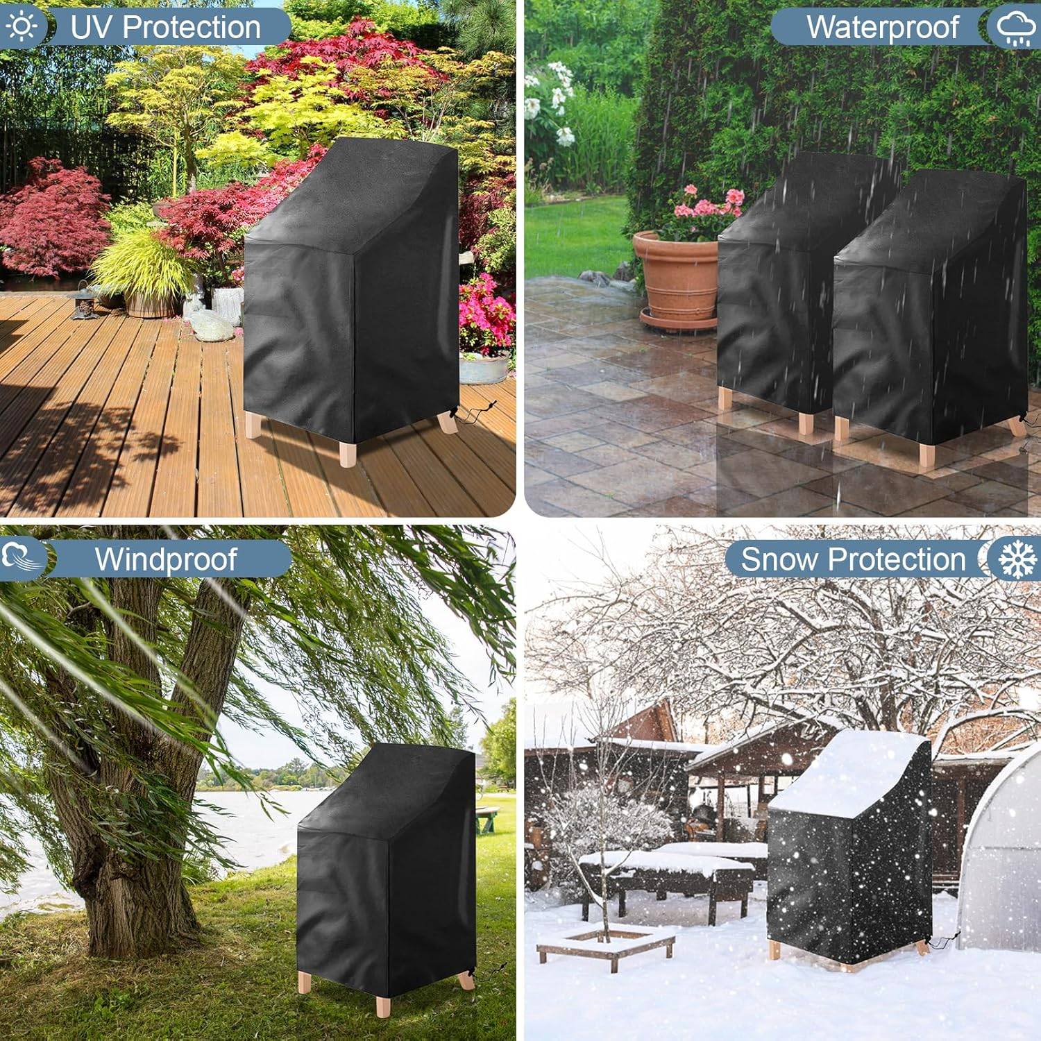 IntiMeg - 2 Pièces Housse Chaise Jardin, Oxford Housse De Protection pour Chaises ImperméAble, Coupe-Vent, Anti-UV Housse Fauteuil Jardin pour chaises de Jardi - Image 5