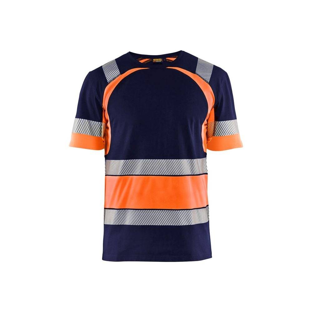 T-shirt de travail haute visibilité Blaklader 100% coton Marine / Orange XXL
