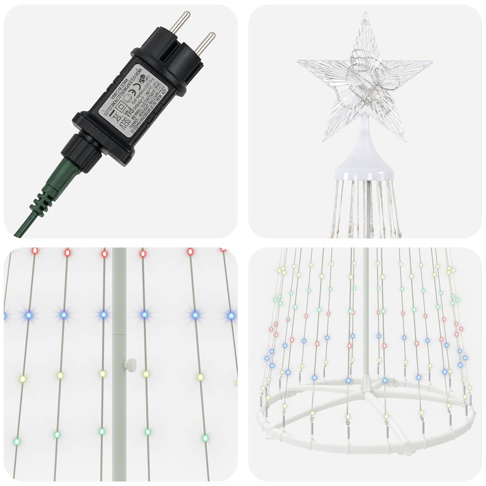 Vidaxl - Sapin cône lumineux LED 250 cm 470 LED Multicolore Acier Blanc vidaXL 42050806 - Image 6