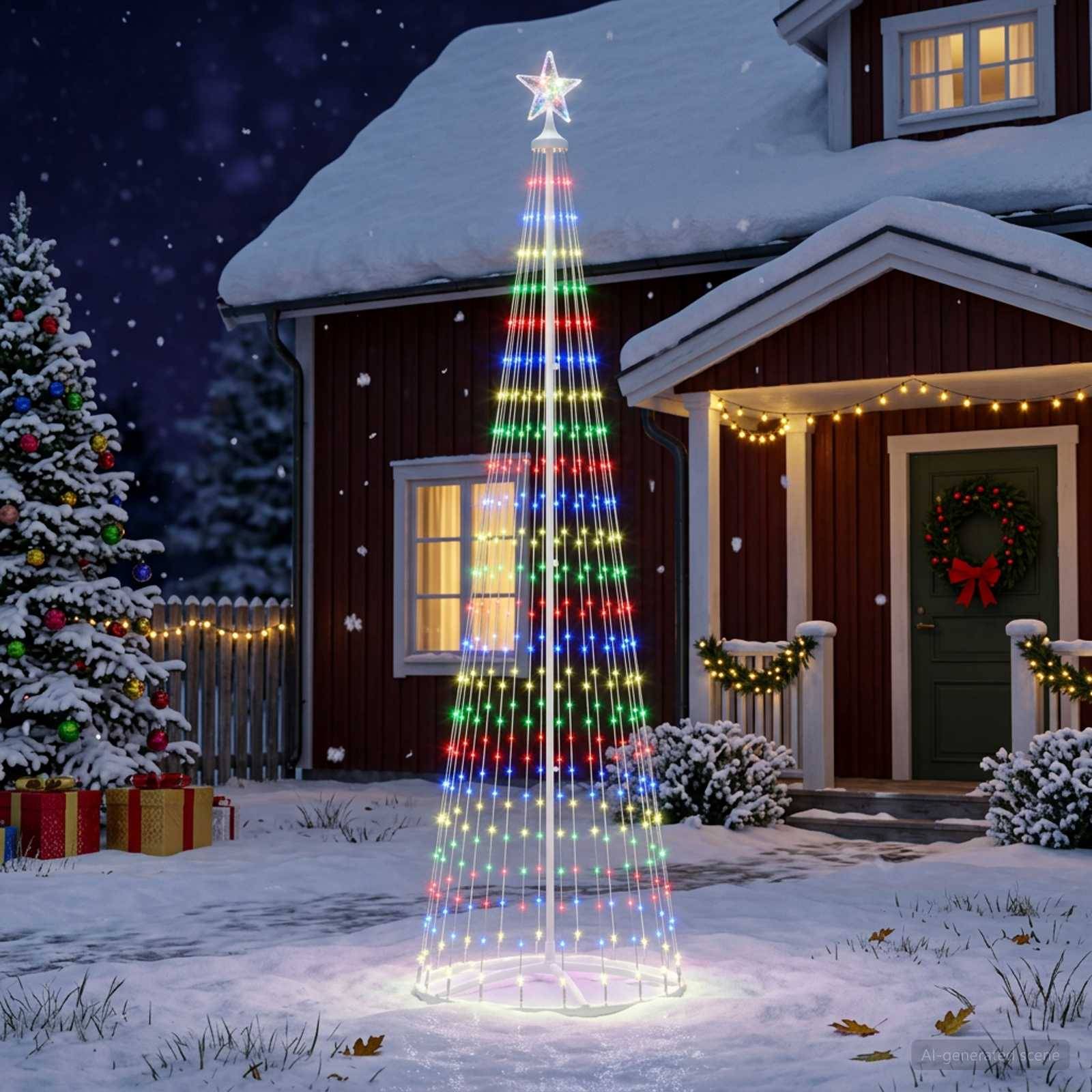 Vidaxl - Sapin cône lumineux LED 250 cm 470 LED Multicolore Acier Blanc vidaXL 42050806 - Image 1
