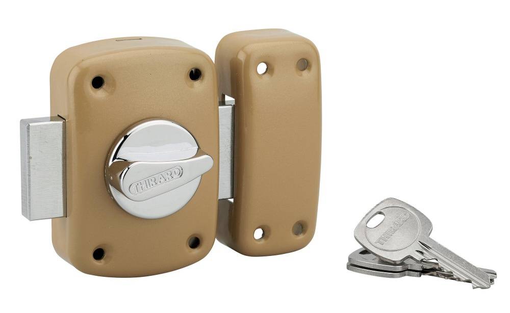 Verrou corvette bouton/cylindre, 40 mm, bronze