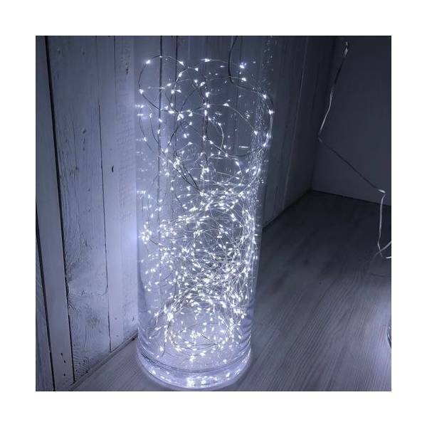 Lotti - Guirlande lumineuse extérieur blanc froid 20M 400 micro LED câble argenté 8 programmes Lotti - Image 6