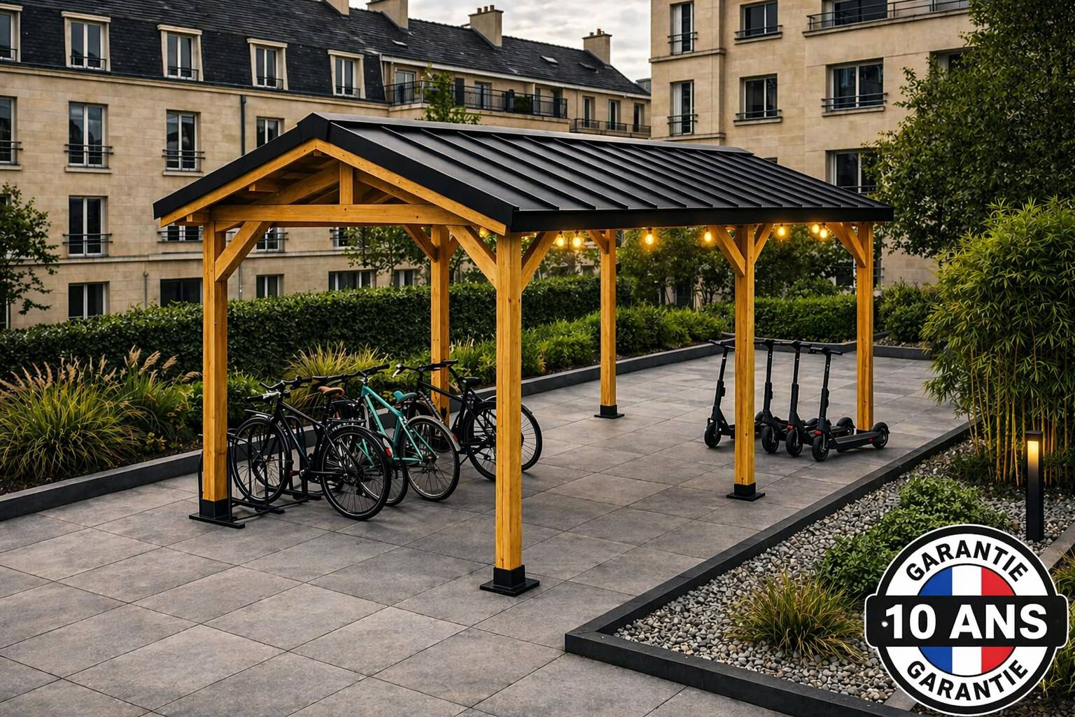 Carport bois 2 pentes en bois douglas 21 m² avec couverture. Abri camping car ou van. Garantie 10 ans. - Image 10