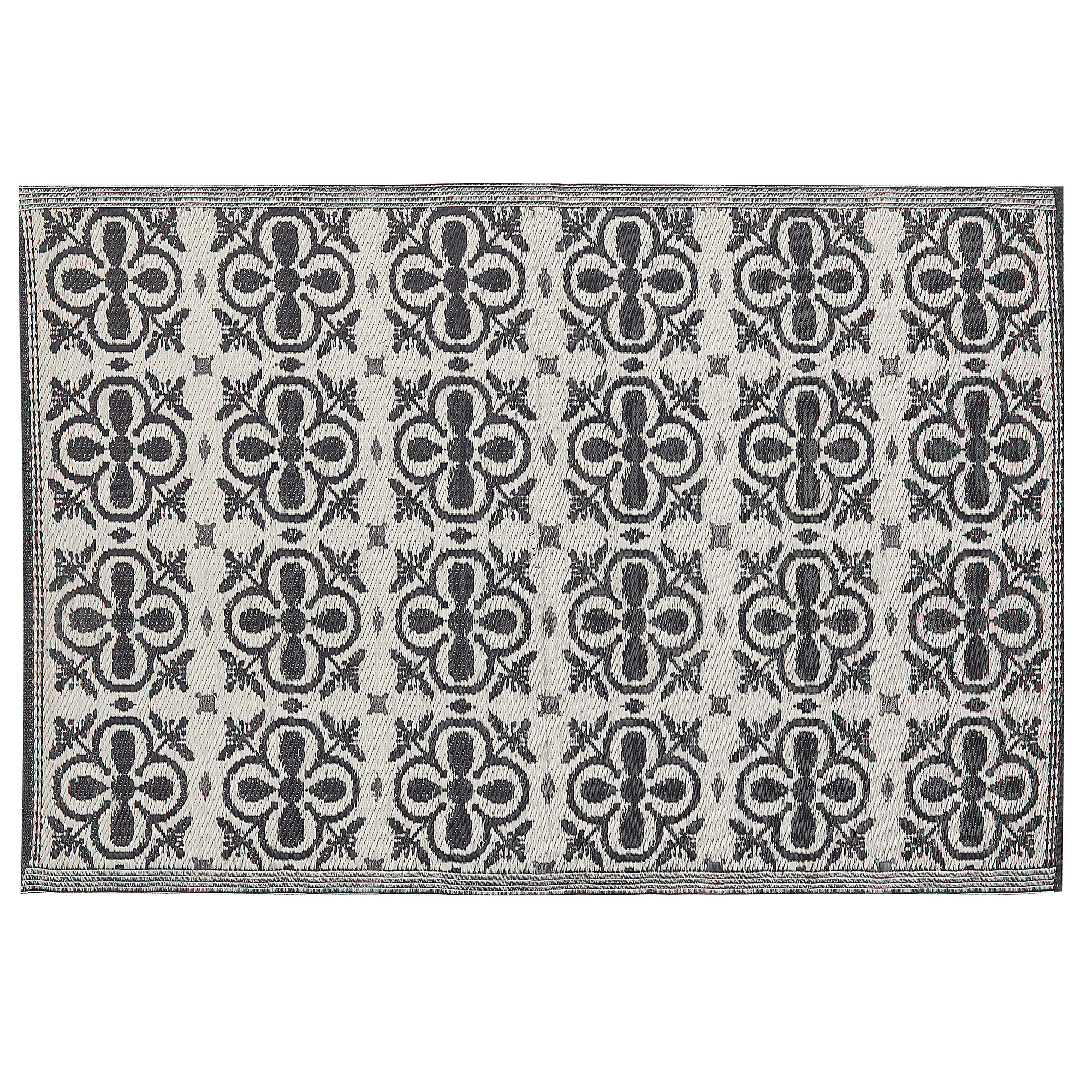 Beliani - Tapis Extérieur et Intérieur Noir et Blanc en Polypropylène Motif Floral Idéal pour Salon ou Terrasse au Style Moderne 120 x 180 cm Beliani - Image 1