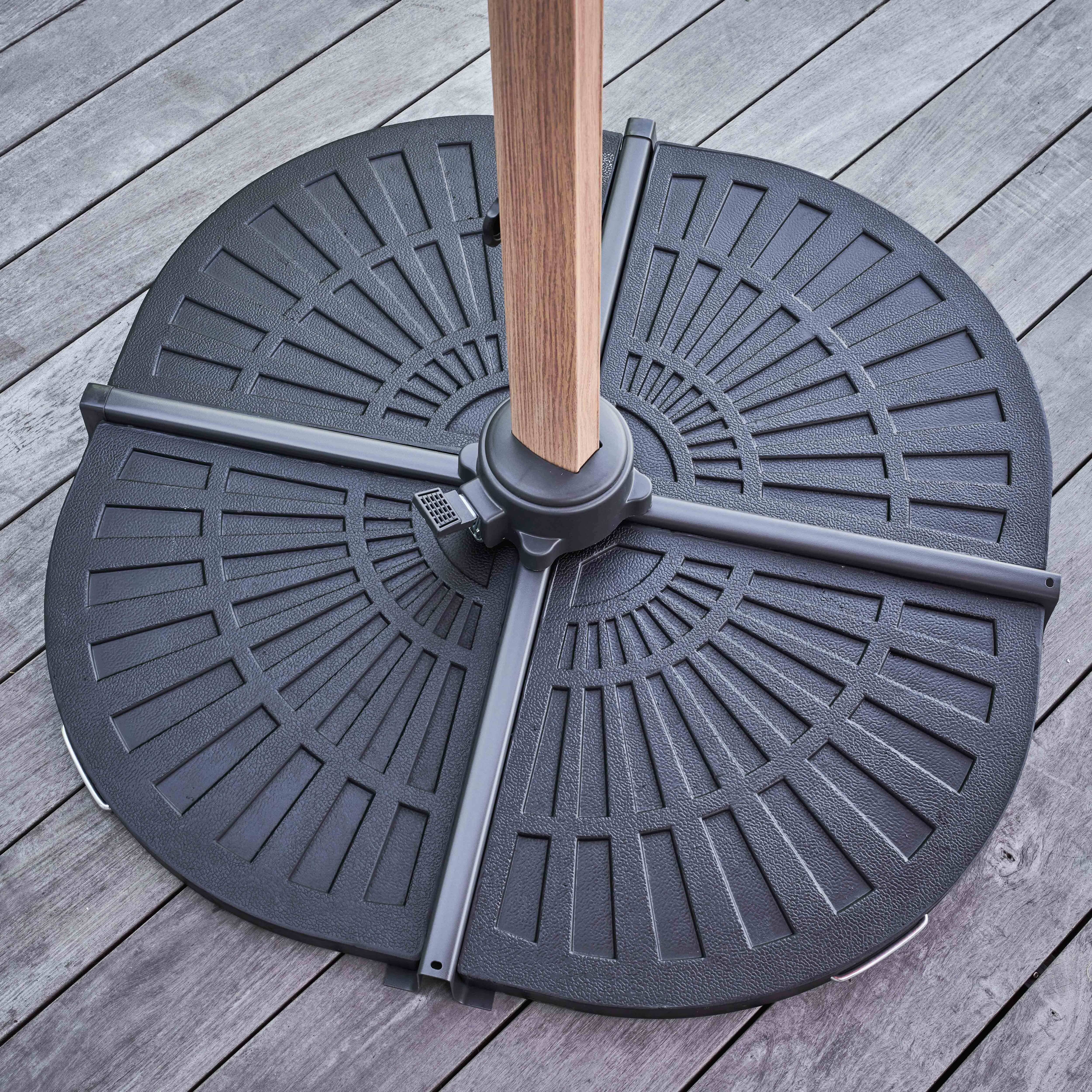 Oviala - Parasol déporté 3x3m et 4 dalles lestées effet bois gris Brescia - Oviala - Image 6