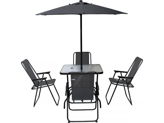 Habitat Et Jardin - Table Et Chaises De Jardin Avec Parasol En Métal "convivia" - 4 Places - Gris Anthracite -habitat Et Jardin - Image 1