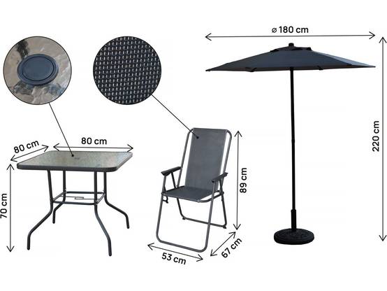 Habitat Et Jardin - Table Et Chaises De Jardin Avec Parasol En Métal "convivia" - 4 Places - Gris Anthracite -habitat Et Jardin - Image 3