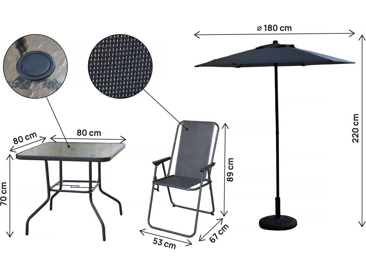 Habitat Et Jardin - Table Et Chaises De Jardin Avec Parasol En Métal "convivia" - 4 Places - Gris Anthracite -habitat Et Jardin - Image 3