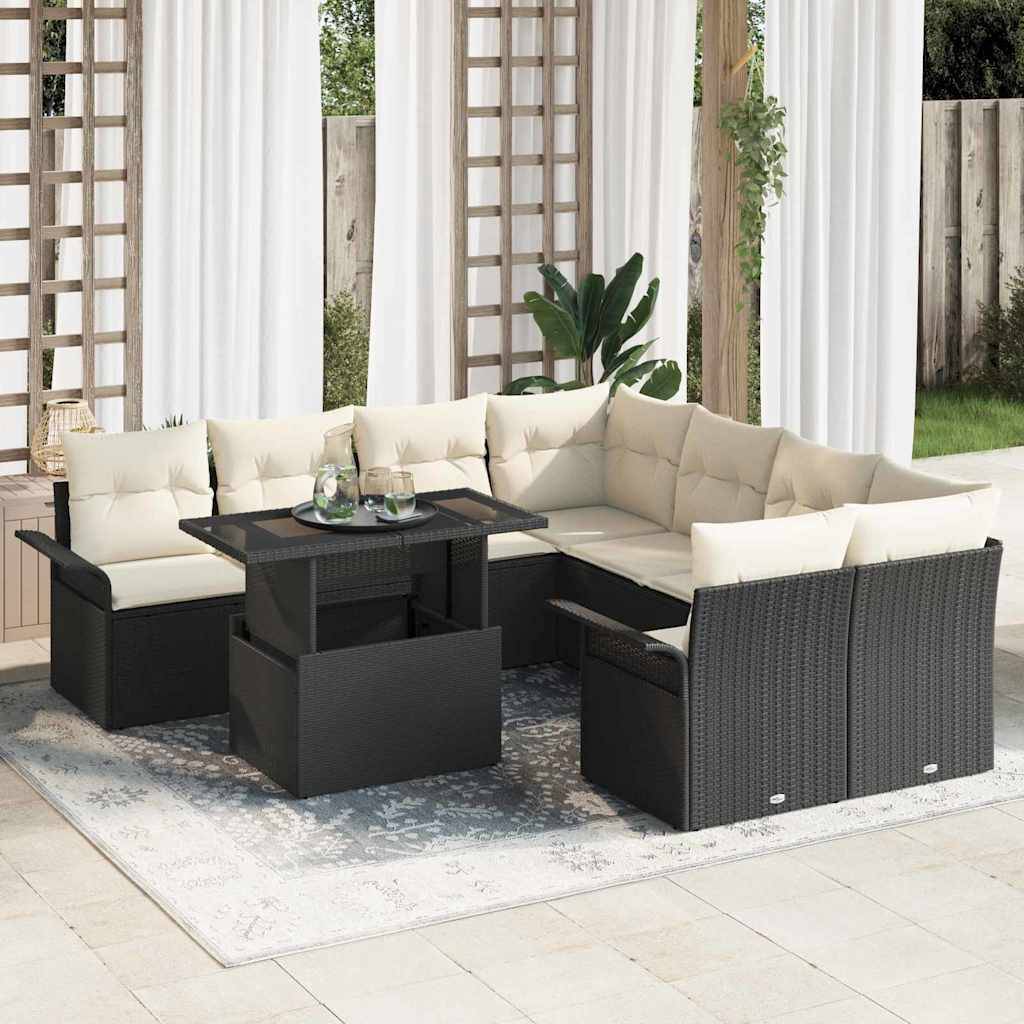 ComfortXL - Salon de jardin d'angle 9 pcs 8 places polyrotin noir modulable extérieur – ComfortXL Outdoor Living - Image 1