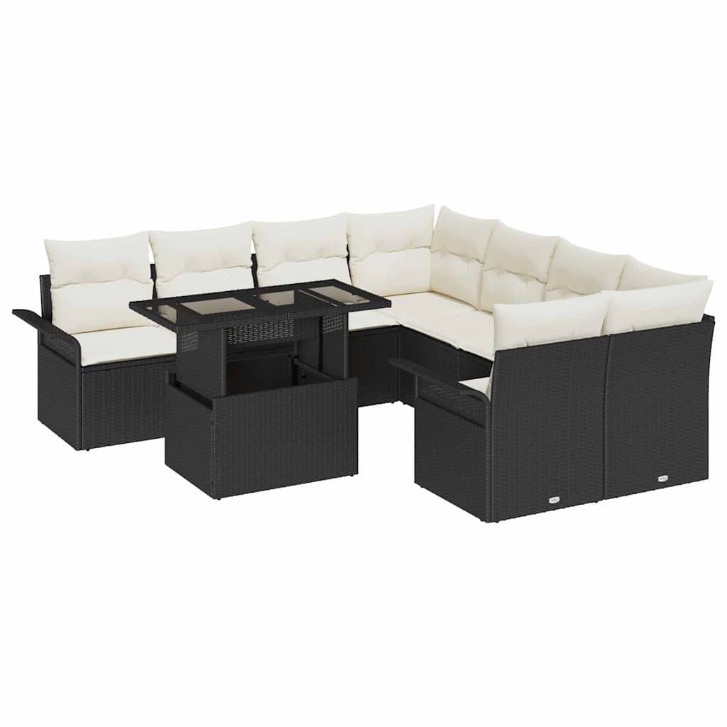ComfortXL - Salon de jardin d'angle 9 pcs 8 places polyrotin noir modulable extérieur – ComfortXL Outdoor Living - Image 2