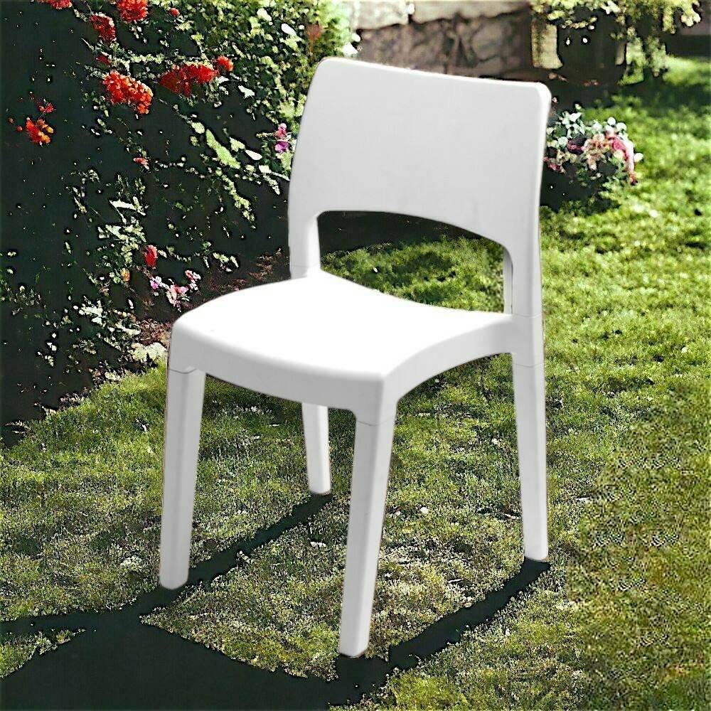 Dmora - Chaise d'extérieur Dametran, Chaise pour table à manger, Fauteuil d'extérieur, Siège de jardin, 100% Made in Italy, 50x51h82 Cm, Blanc - Dmora - Image 4
