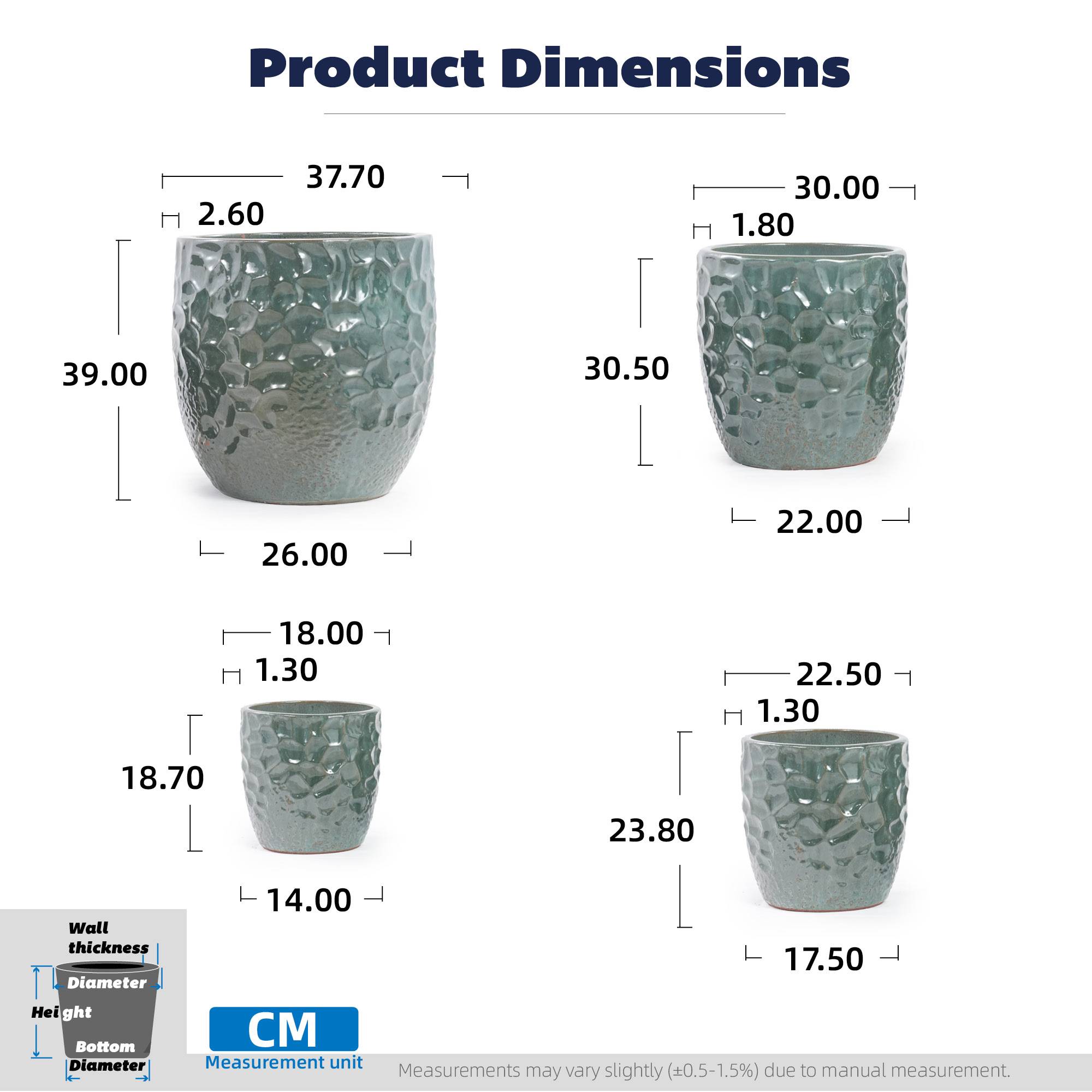ComfortXL - Grand pot de fleurs en céramique Ø38 cm bleu marine intérieur extérieur drainage - ComfortXL Outdoor Living - Image 6