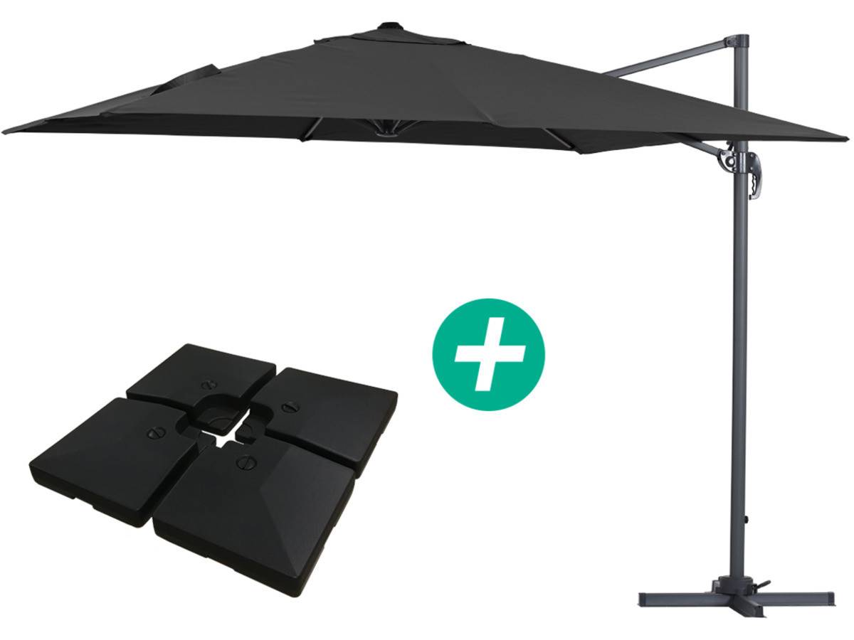 Habitat Et Jardin - Parasol Jardin Déporté Alu "sun 3" - Carré - 3 X 3 M - Noir - Dalles Incluses -habitat Et Jardin - Image 1