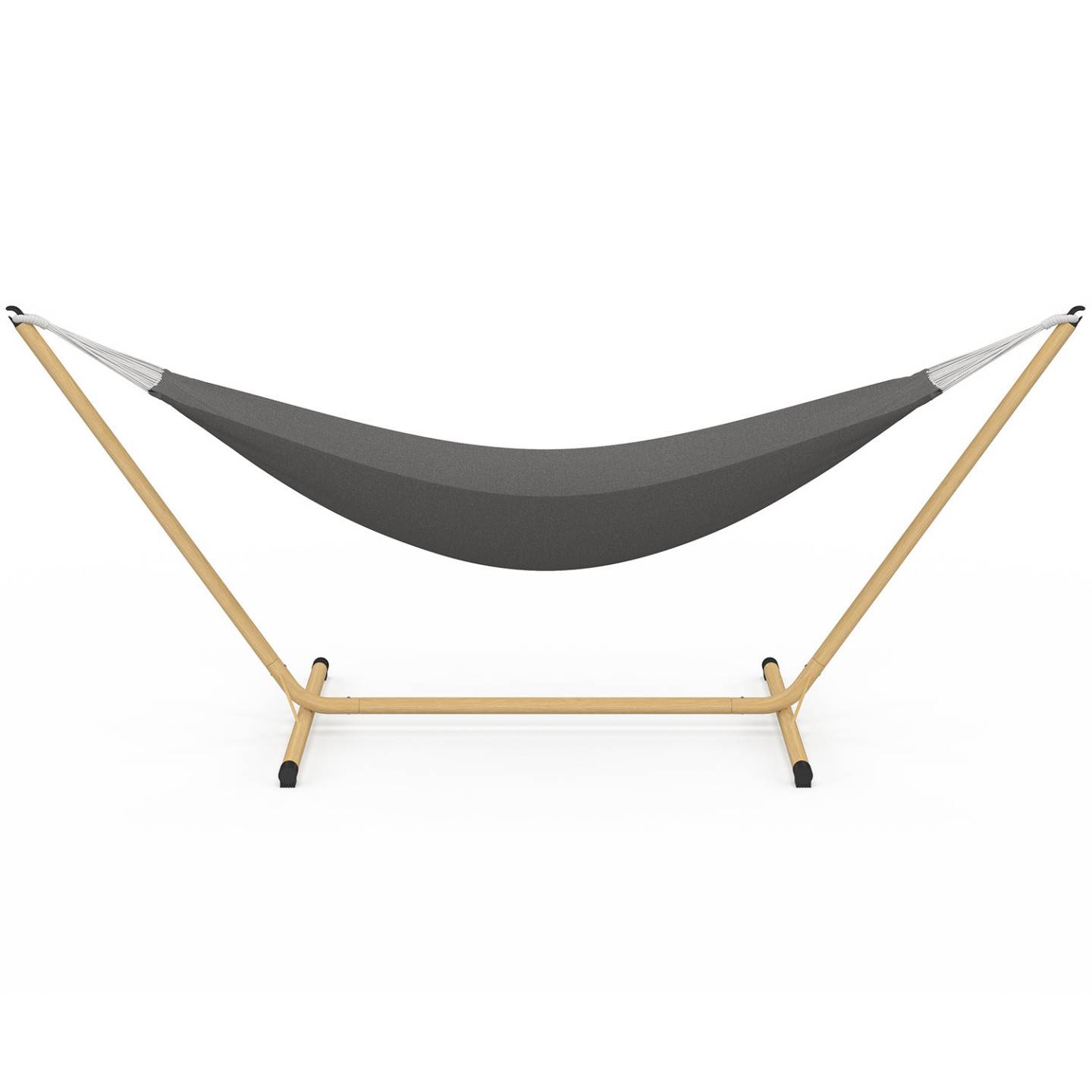 IDMARKET - Hamac avec support métal effet bois et toile gris anthracite - Image 3