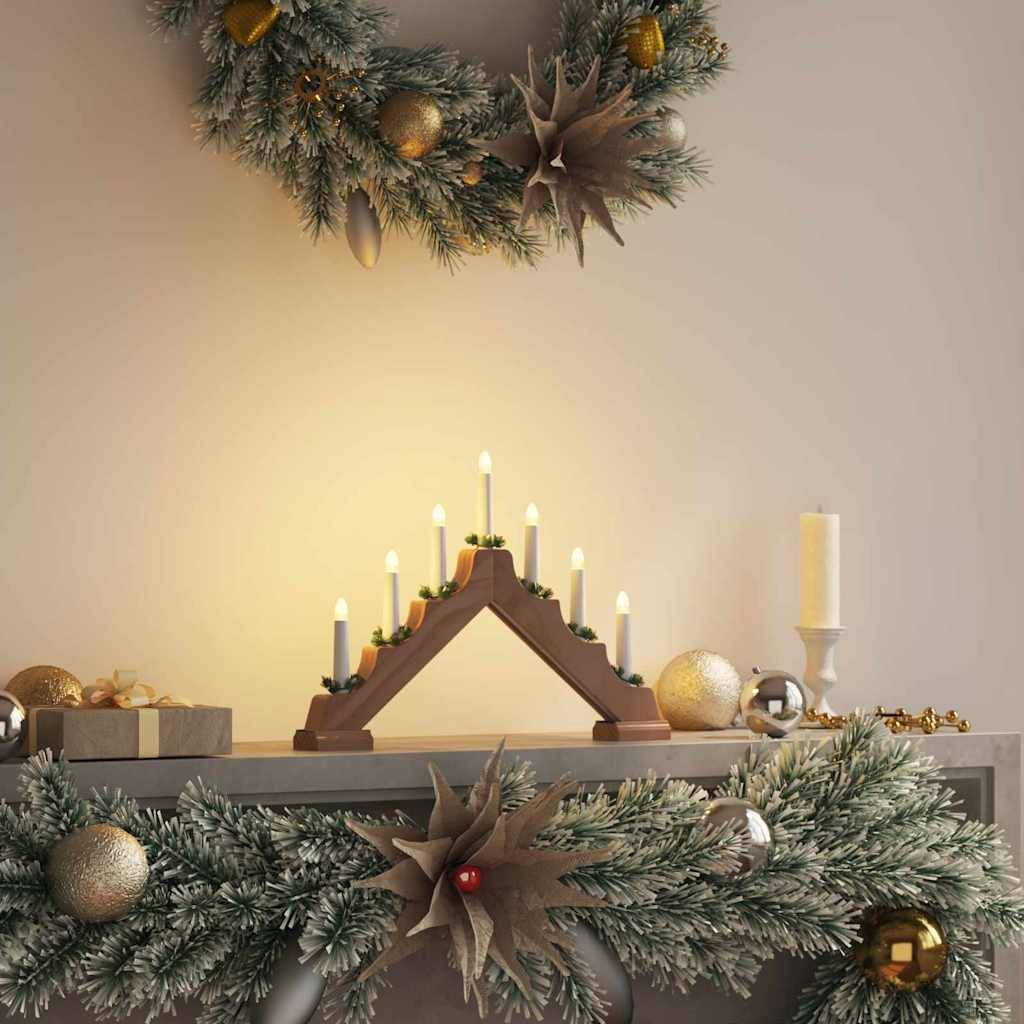 ComfortXL - Pont de Bougies de Noël LED en Pin Massif Décoration Traditionnelle Marron – ComfortXL Outdoor Living