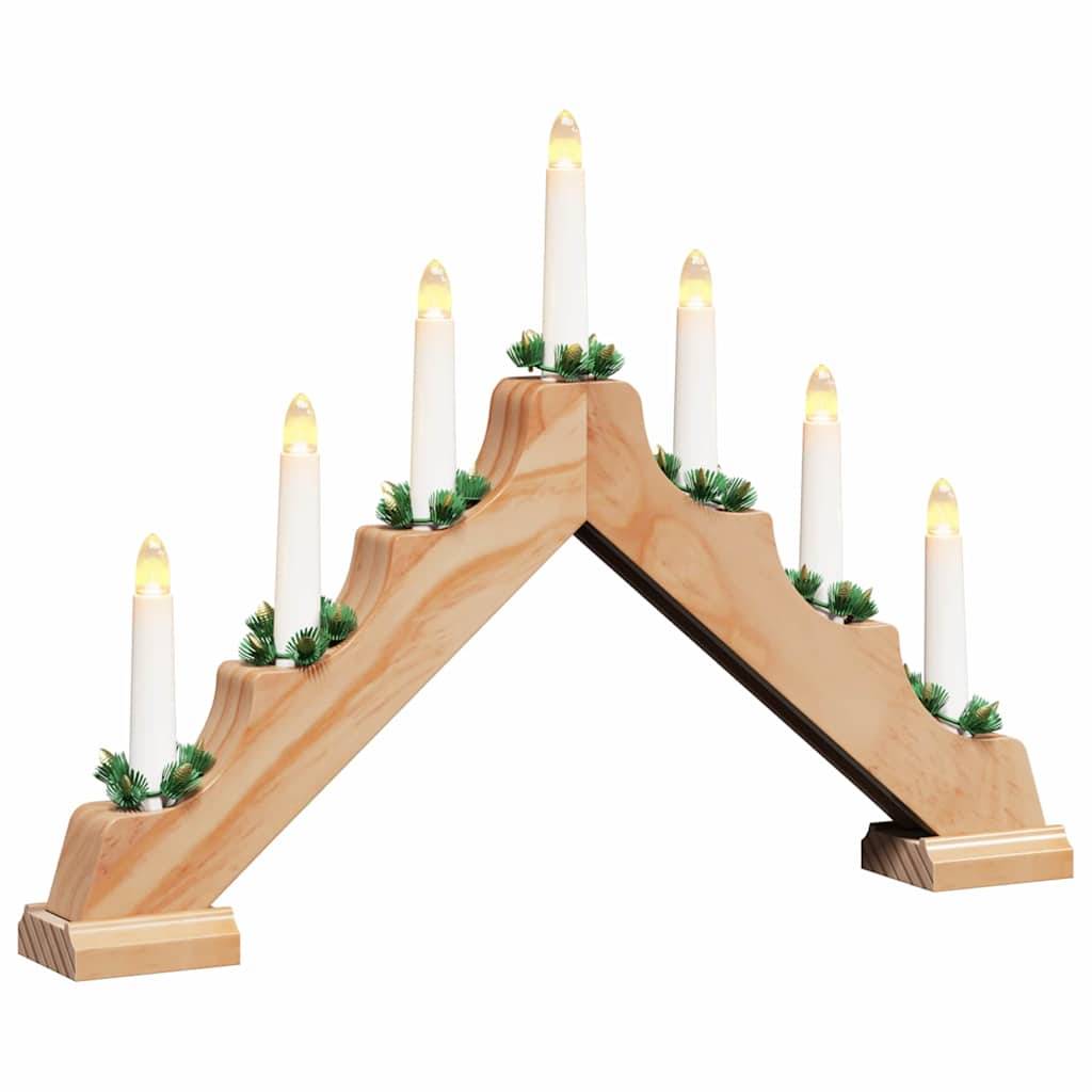 ComfortXL - Pont de Bougies de Noël LED en Pin Massif Décoration Traditionnelle Marron – ComfortXL Outdoor Living - Image 2