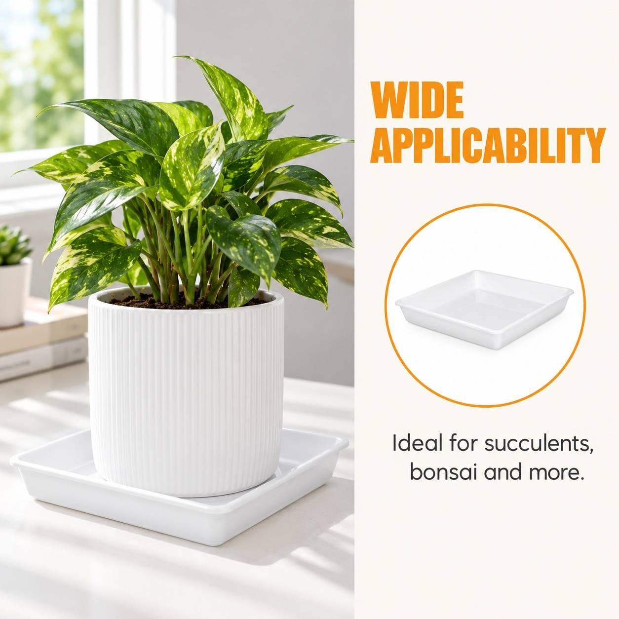 Soucoupe de Pot de Fleurs Carrée en Plastique avec Rétention d’Eau pour Balcon et Jardin Lot de 2 - Image 4