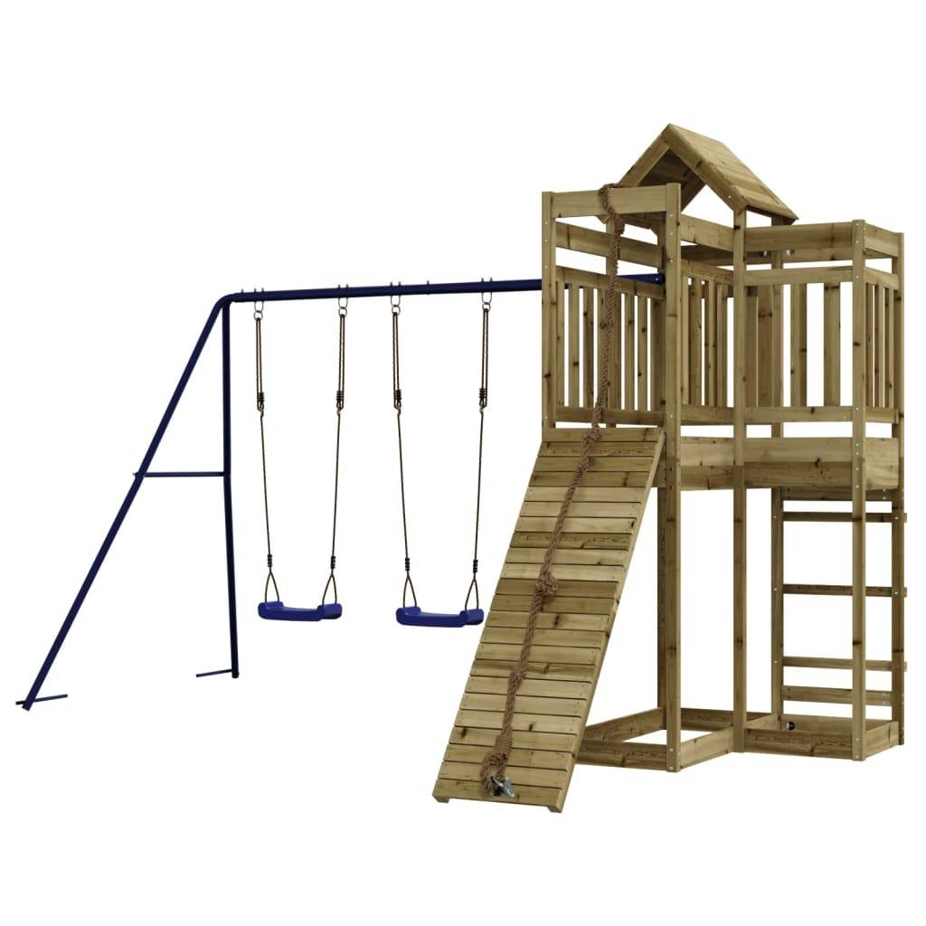 Helloshop26 - Aire de jeux d'extérieur balançoires toboggan portiques robuste jeux jardin 361 x 282 x 238 cm bois de pin imprégné - Image 2
