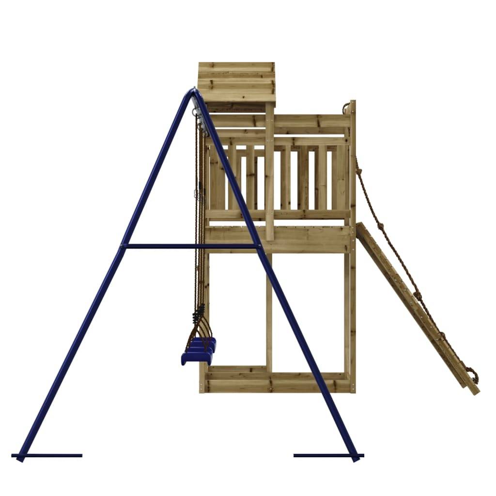 Helloshop26 - Aire de jeux d'extérieur balançoires toboggan portiques robuste jeux jardin 361 x 282 x 238 cm bois de pin imprégné - Image 5