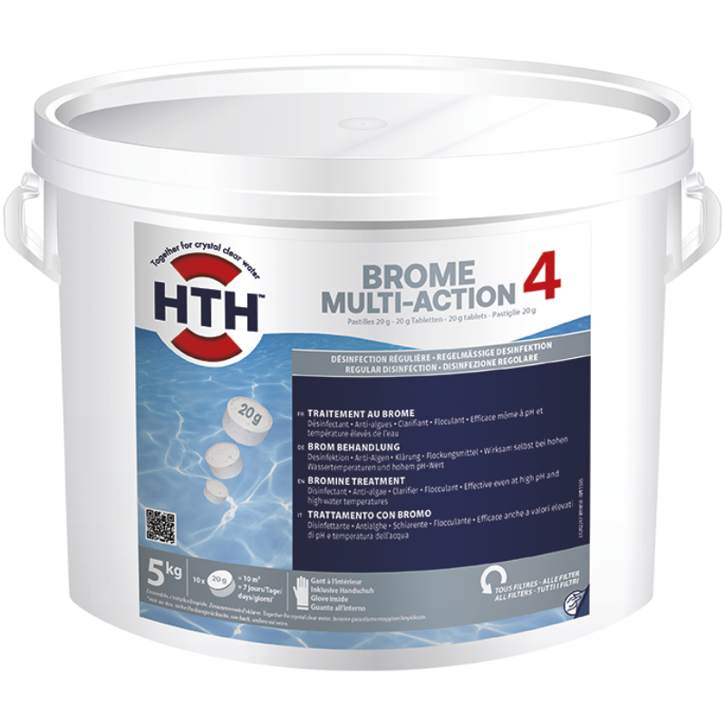 Brome multifonction hth® BROME 4 Actions en pastilles 20 g - 15 kg - Image 1