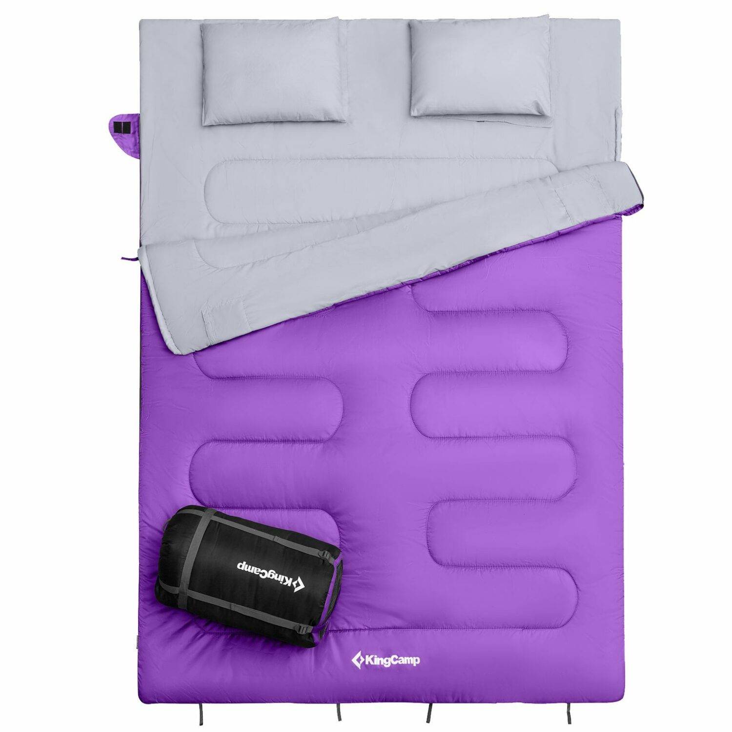 Sac de couchage 2 places - Modèle Oxygen - Violet - 220 x 150 cm - Kingcamp - Image 2