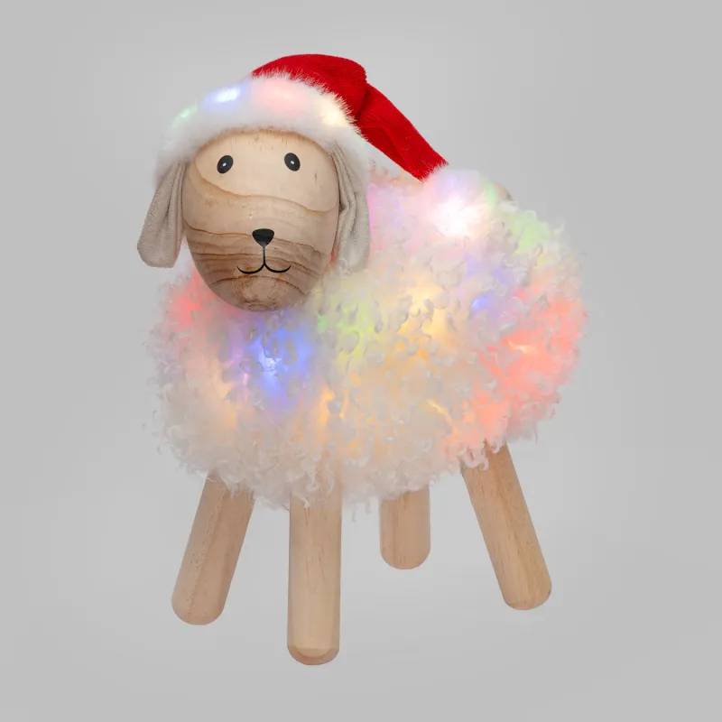 Lotti - Mouton Bois Décoratif Noël H35cm 44 Micro-LED Blanc Chaud & RGB 9 Animations Lotti - Image 5