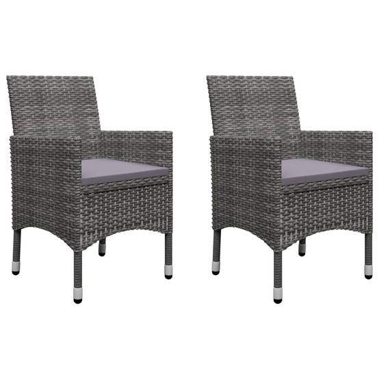 Ensemble de bistro 3 pcs | Mobilier d'extérieur Résine tressée et verre trempé Gris Maison Chic - Image 3
