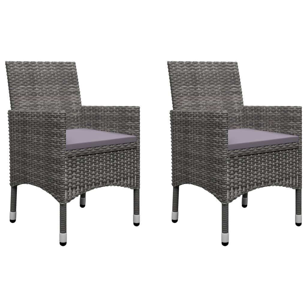 Ensemble de bistro 3 pcs | Mobilier d'extérieur Résine tressée et verre trempé Gris Maison Chic - Image 3