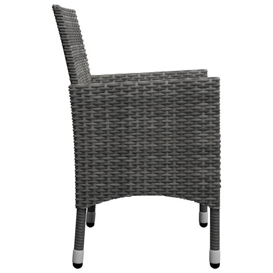 Ensemble de bistro 3 pcs | Mobilier d'extérieur Résine tressée et verre trempé Gris Maison Chic - Image 8