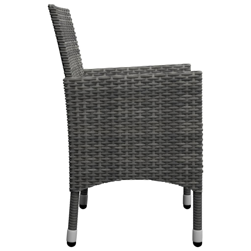 Ensemble de bistro 3 pcs | Mobilier d'extérieur Résine tressée et verre trempé Gris Maison Chic - Image 8
