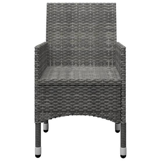 Ensemble de bistro 3 pcs | Mobilier d'extérieur Résine tressée et verre trempé Gris Maison Chic - Image 7