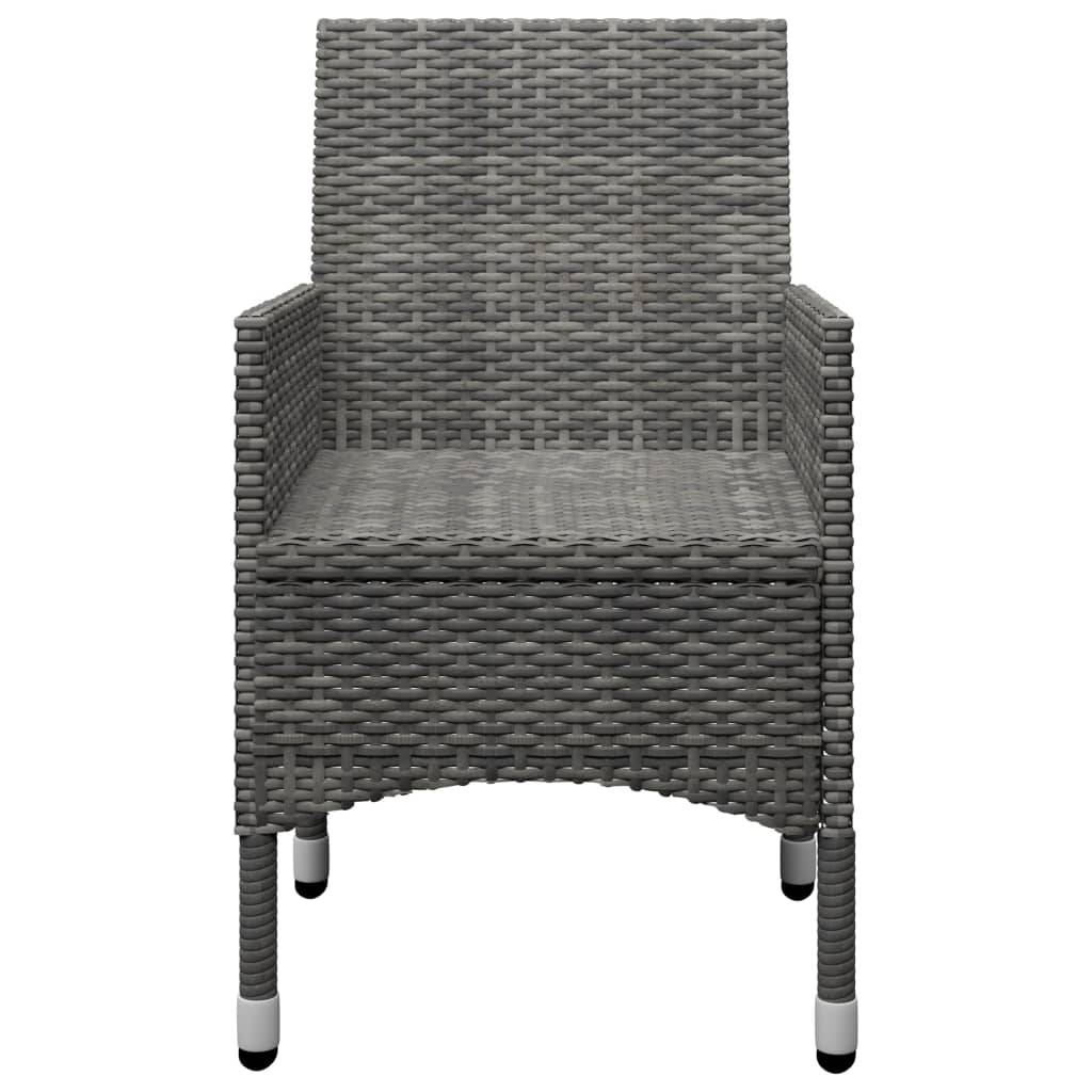 Ensemble de bistro 3 pcs | Mobilier d'extérieur Résine tressée et verre trempé Gris Maison Chic - Image 7