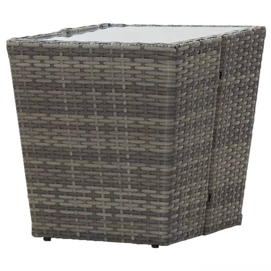 Ensemble de bistro 3 pcs | Mobilier d'extérieur Résine tressée et verre trempé Gris Maison Chic - Image 10