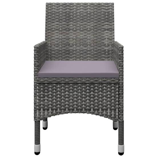 Ensemble de bistro 3 pcs | Mobilier d'extérieur Résine tressée et verre trempé Gris Maison Chic - Image 5