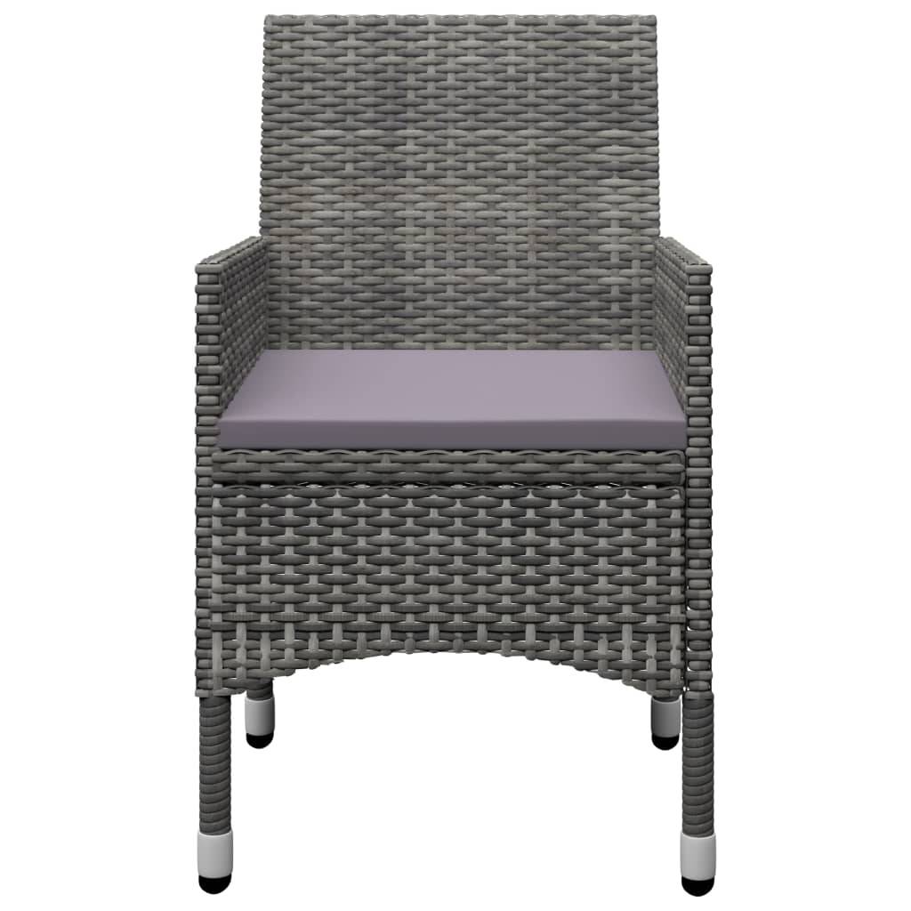 Ensemble de bistro 3 pcs | Mobilier d'extérieur Résine tressée et verre trempé Gris Maison Chic - Image 5