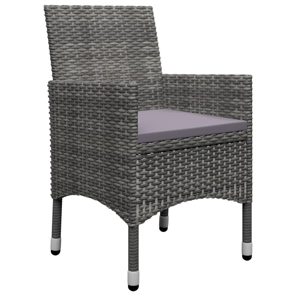 Ensemble de bistro 3 pcs | Mobilier d'extérieur Résine tressée et verre trempé Gris Maison Chic - Image 4