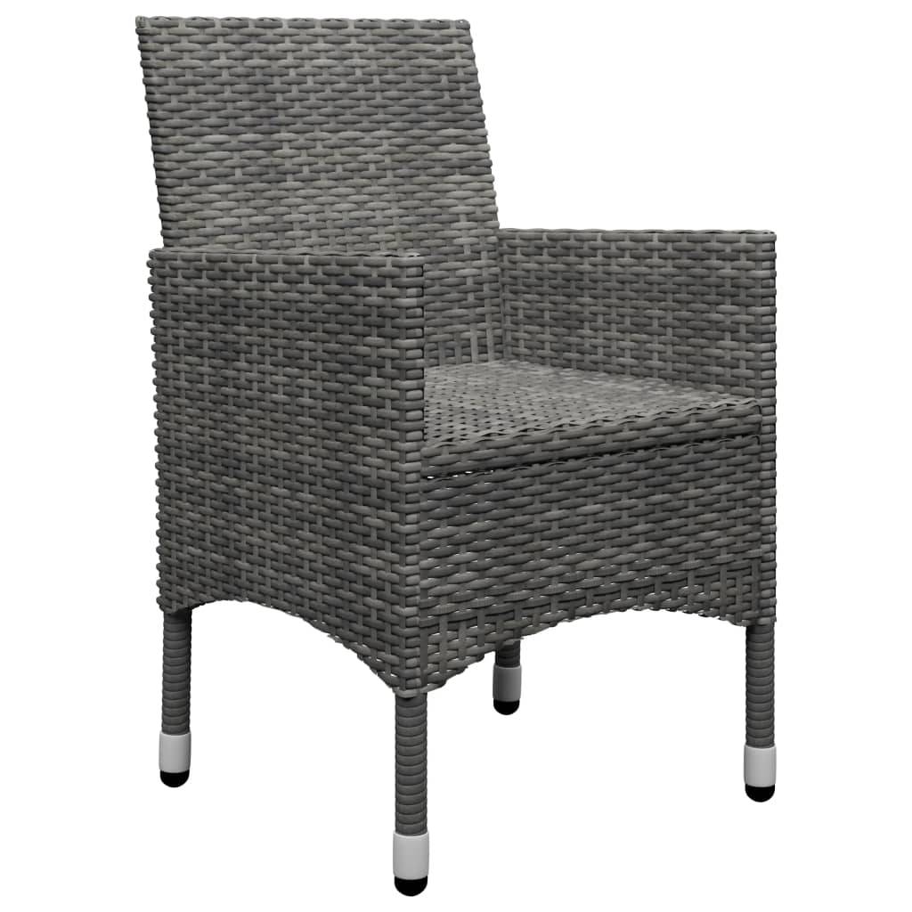 Ensemble de bistro 3 pcs | Mobilier d'extérieur Résine tressée et verre trempé Gris Maison Chic - Image 6
