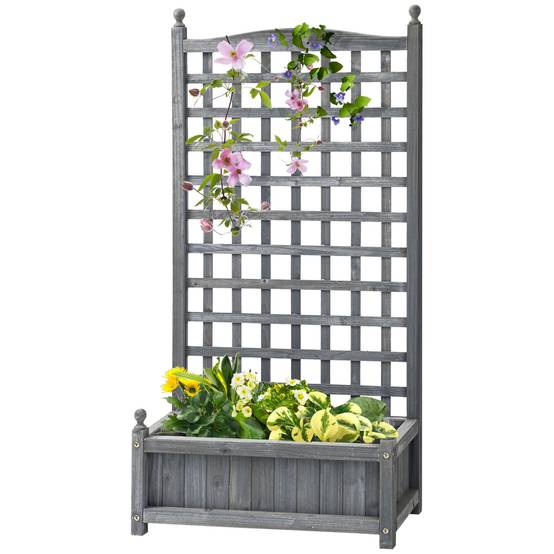 ComfortXL - Jardinière avec treillis en bois pour plantes grimpantes brise-vue 64x28x120cm gris clair - ComfortXL Outdoor Living - Image 2