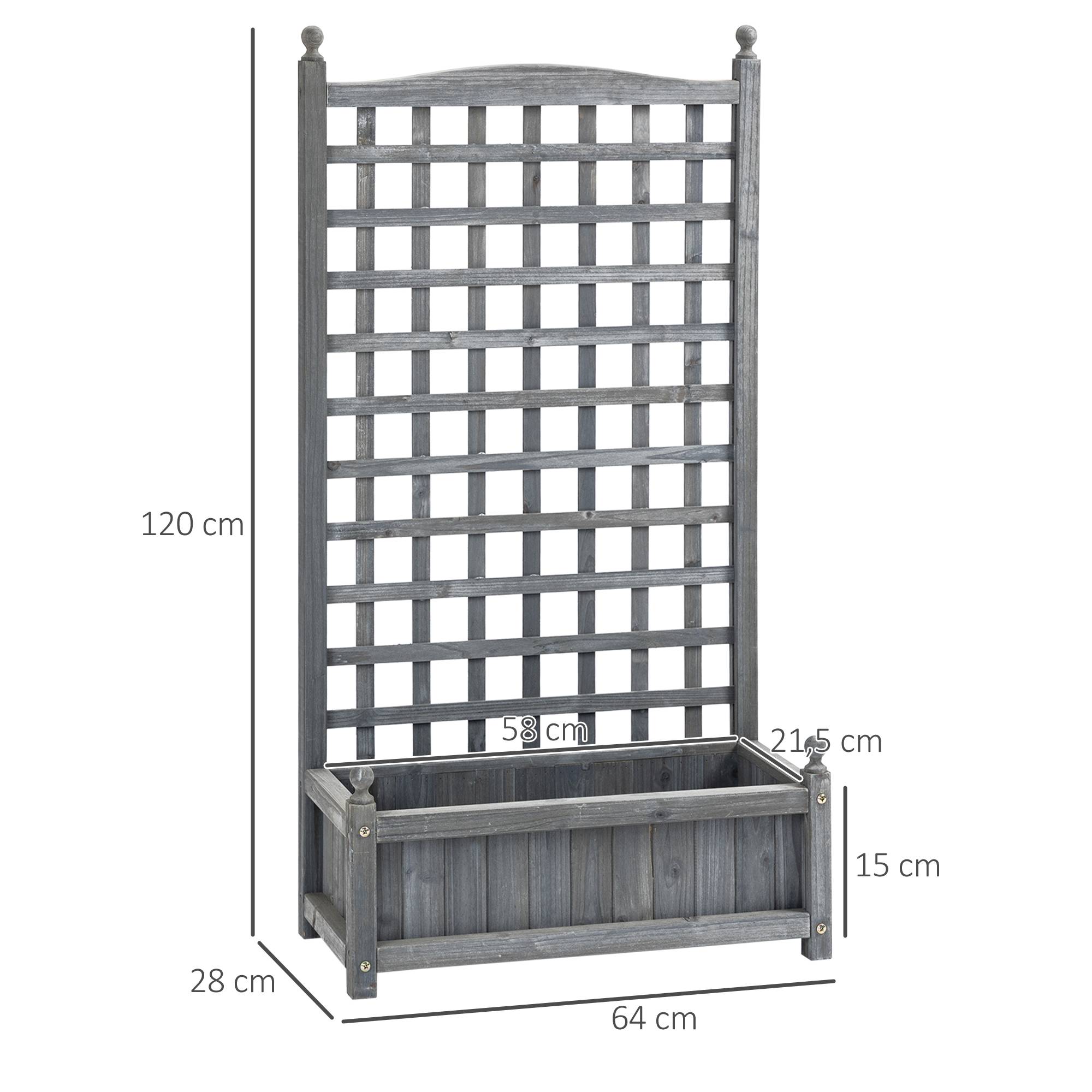 ComfortXL - Jardinière avec treillis en bois pour plantes grimpantes brise-vue 64x28x120cm gris clair - ComfortXL Outdoor Living - Image 5