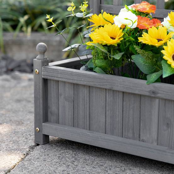ComfortXL - Jardinière avec treillis en bois pour plantes grimpantes brise-vue 64x28x120cm gris clair - ComfortXL Outdoor Living - Image 9