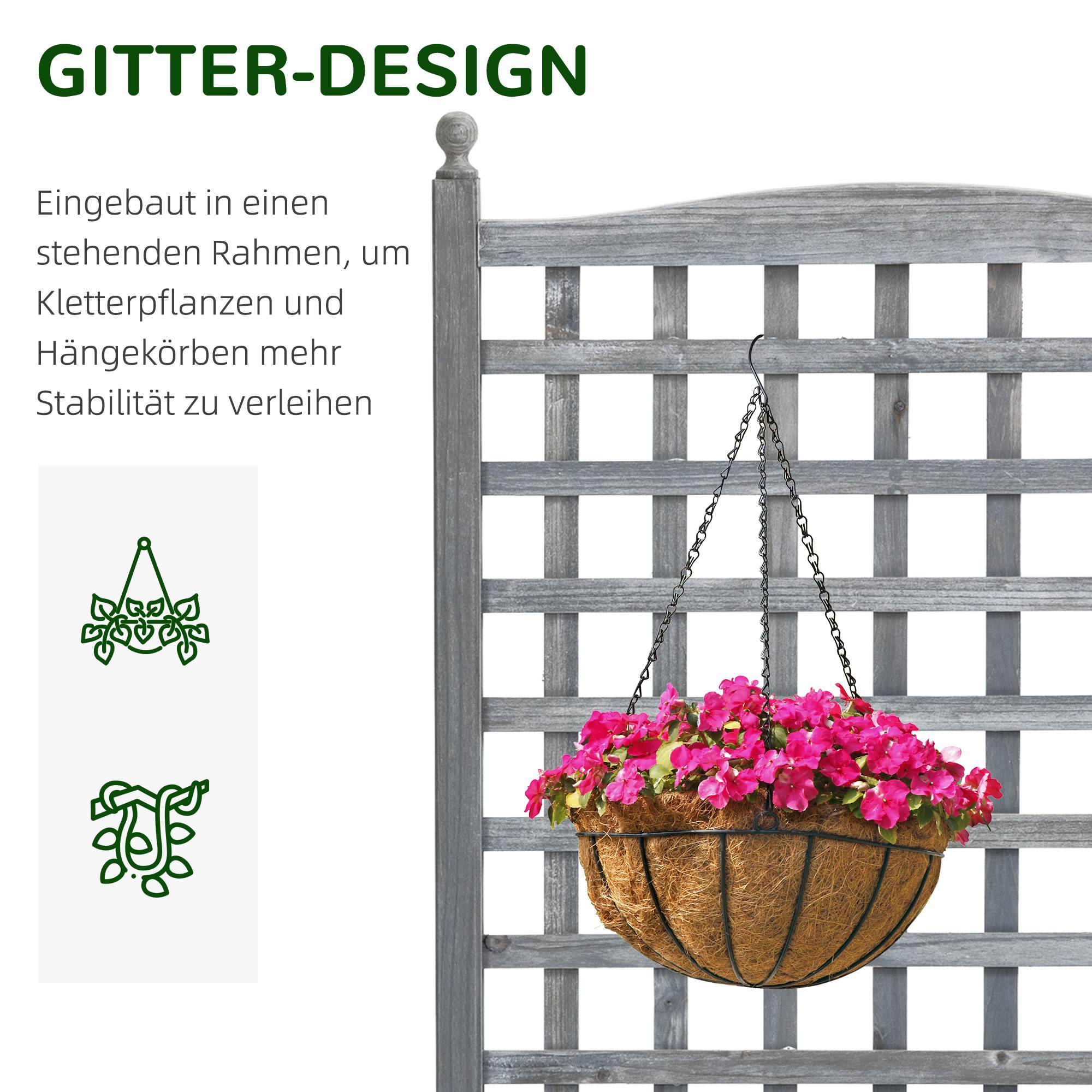 ComfortXL - Jardinière avec treillis en bois pour plantes grimpantes brise-vue 64x28x120cm gris clair - ComfortXL Outdoor Living - Image 6