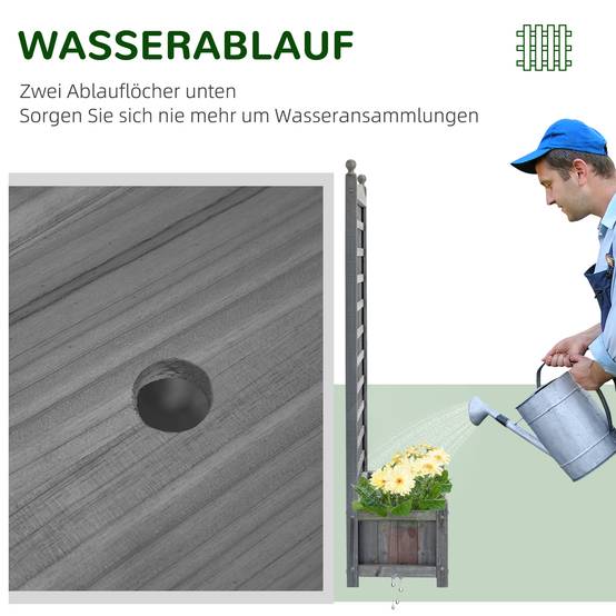 ComfortXL - Jardinière avec treillis en bois pour plantes grimpantes brise-vue 64x28x120cm gris clair - ComfortXL Outdoor Living - Image 7