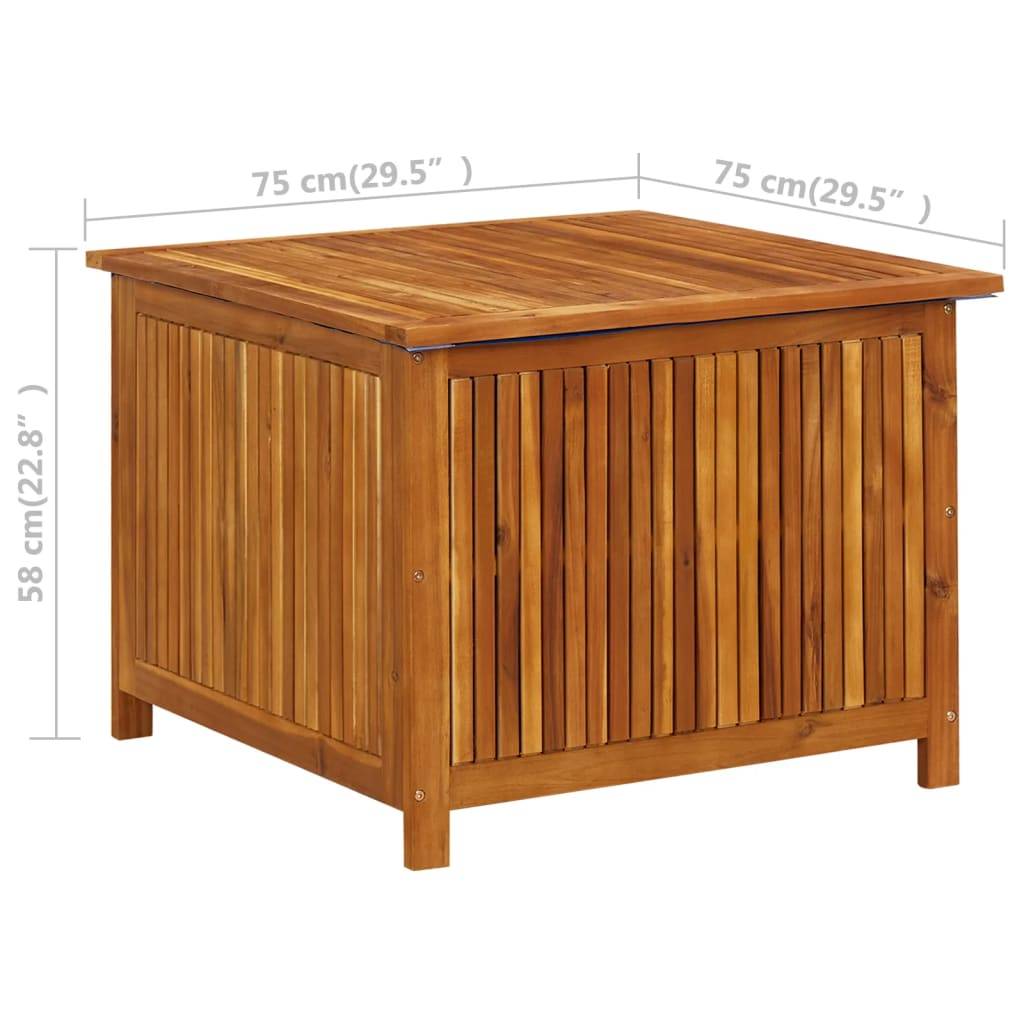 Coffre boîte meuble de jardin rangement 75 x 75 x 58 cm bois d'acacia solide - Image 7